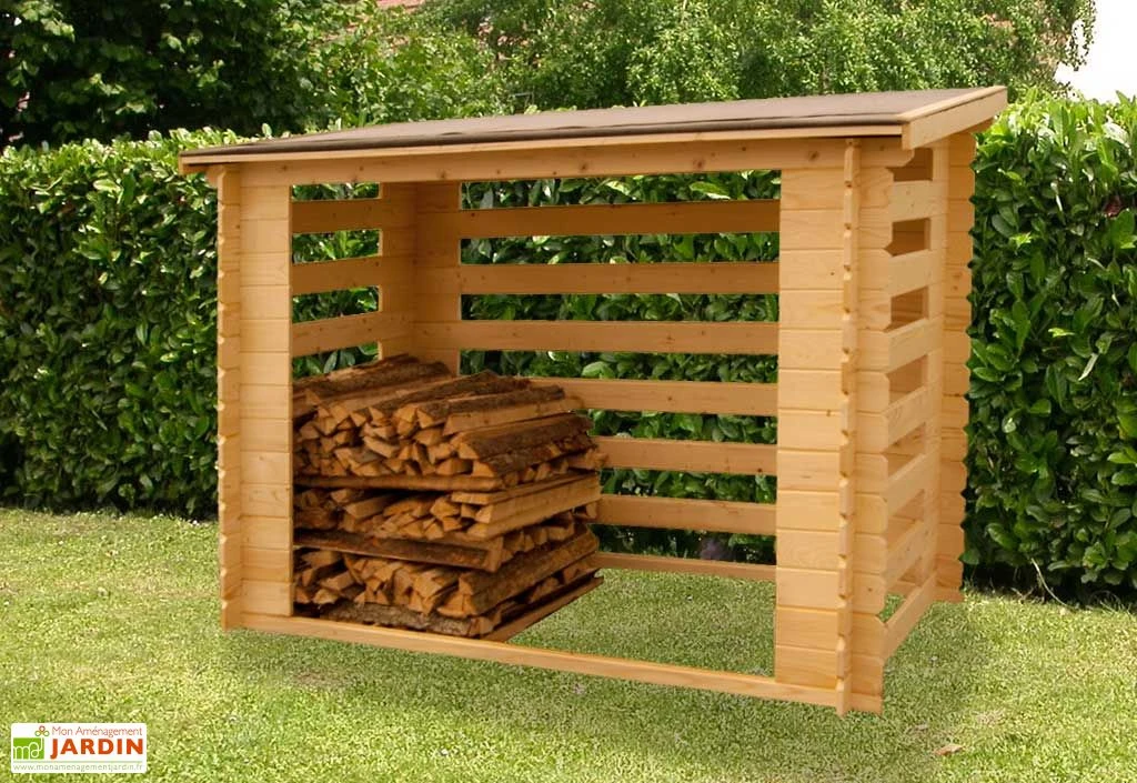 Abri-bûches Extérieur En Bois Brut 236 X 119 X 167 Cm 3 Abri-bûches Extérieur En Bois Brut 236 X 119 X 167 Cm