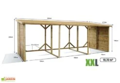 Abri Range-Bûches En Bois XXL - 16,7 M³ -Garantia Soldes abri buches xxl 520 x 217 x 206 cm jardipolys