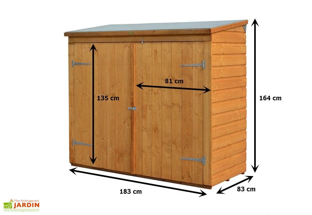 Coffre De Rangement En Bois Pour 2 Vélos 182x82x164cm (l,l,h) 5 Coffre De Rangement En Bois Pour 2 Vélos 182x82x164cm (l,l,h) – Image 3