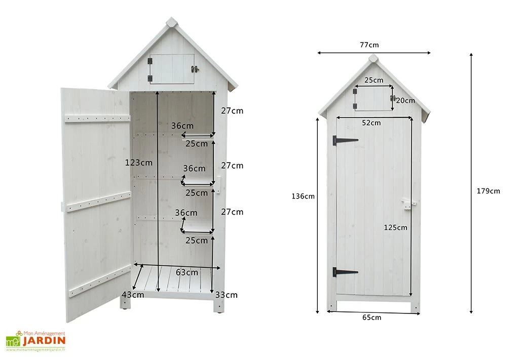 Armoire De Jardin En Bois FSC 10 Mm Blanc 179 Cm 6 Armoire De Jardin En Bois FSC 10 Mm Blanc 179 Cm – Image 4
