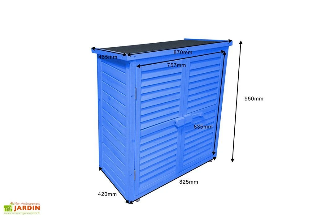 Armoire De Jardin En Bois Lasuré Bleu 87 X 46,5 X 95 Cm 6 Armoire De Jardin En Bois Lasuré Bleu 87 X 46,5 X 95 Cm – Image 4