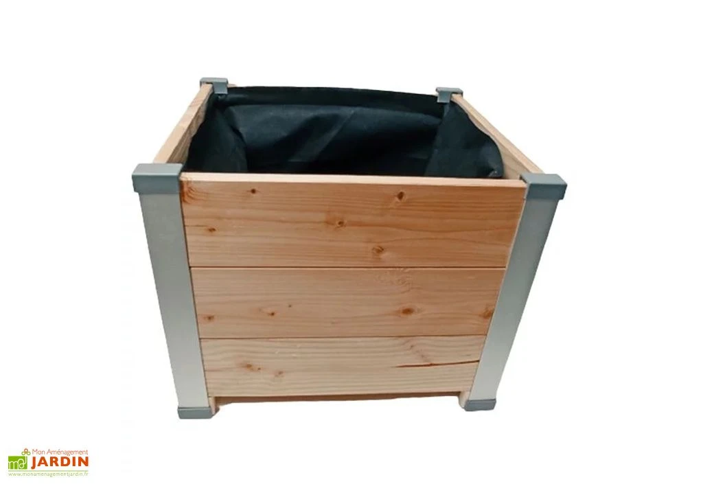 Bac à Fleurs En Bois Douglas Non Traité Et Aluminium - Design 3 Bac à Fleurs En Bois Douglas Non Traité Et Aluminium - Design