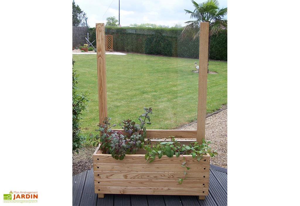 Bac à Fleurs Avec Treillis En Bois De Châtaignier Lasuré – Brise Vent 3 Bac à Fleurs Avec Treillis En Bois De Châtaignier Lasuré – Brise Vent