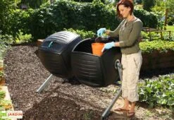 Composteur Rotatif Double 2x189L Polyéthylène Lifetime -Garantia Soldes bac compost double 189 l polyethylene 4