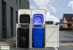 Cache-poubelle Double En Acier Et Composite Aluminium 120 X 63 X 115 Cm 11 Cache-poubelle Double En Acier Et Composite Aluminium 120 X 63 X 115 Cm -Garantia Soldes cache poubelle double acier aluminium ouvert