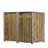 Cache-poubelle Double En Acier Et Bois De Pin Traité 139 X 80 X 115 Cm -Garantia Soldes cache poubelle double acier bois hide 1