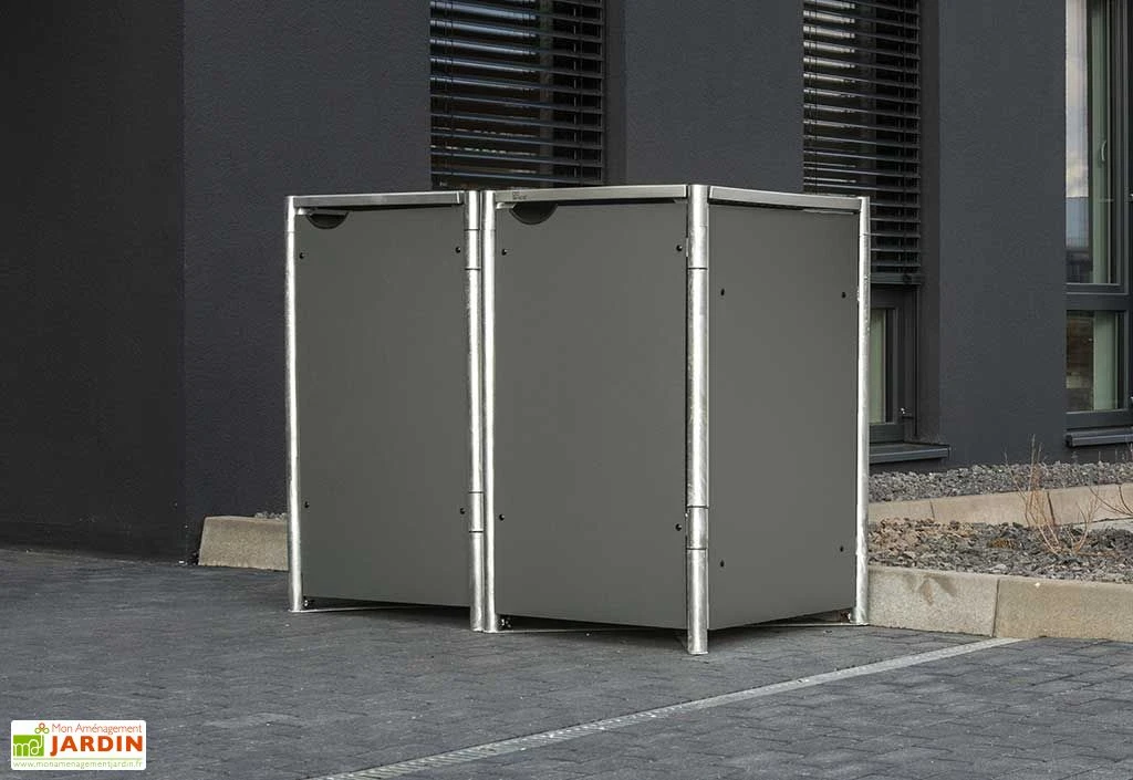Cache-poubelle Double En Acier Et Composite Aluminium 120 X 63 X 115 Cm 4 Cache-poubelle Double En Acier Et Composite Aluminium 120 X 63 X 115 Cm – Image 2