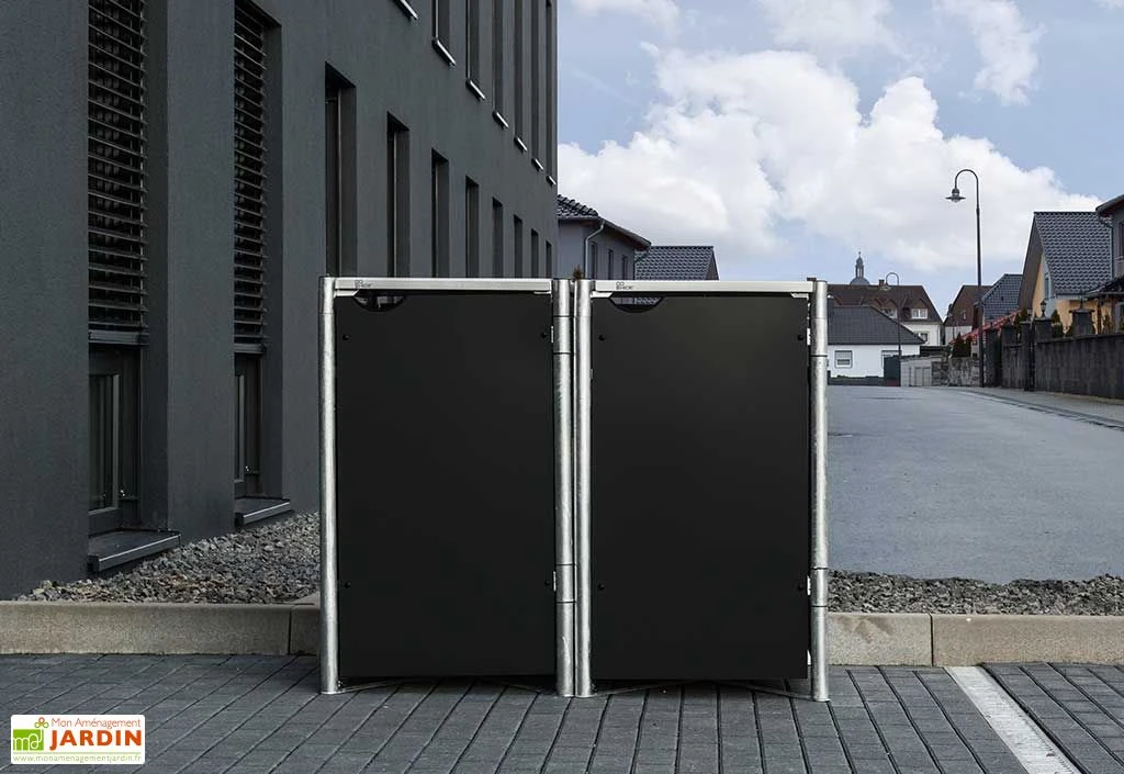 Cache-poubelle Double En Acier Et Composite Aluminium 120 X 63 X 115 Cm 5 Cache-poubelle Double En Acier Et Composite Aluminium 120 X 63 X 115 Cm – Image 3