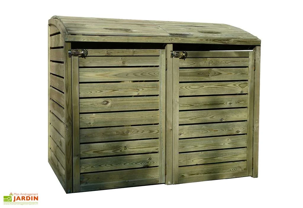Solid Cache-poubelle Double En Bois De Pin Traité 145 X 92 X 95 Cm 3 Solid Cache-poubelle Double En Bois De Pin Traité 145 X 92 X 95 Cm