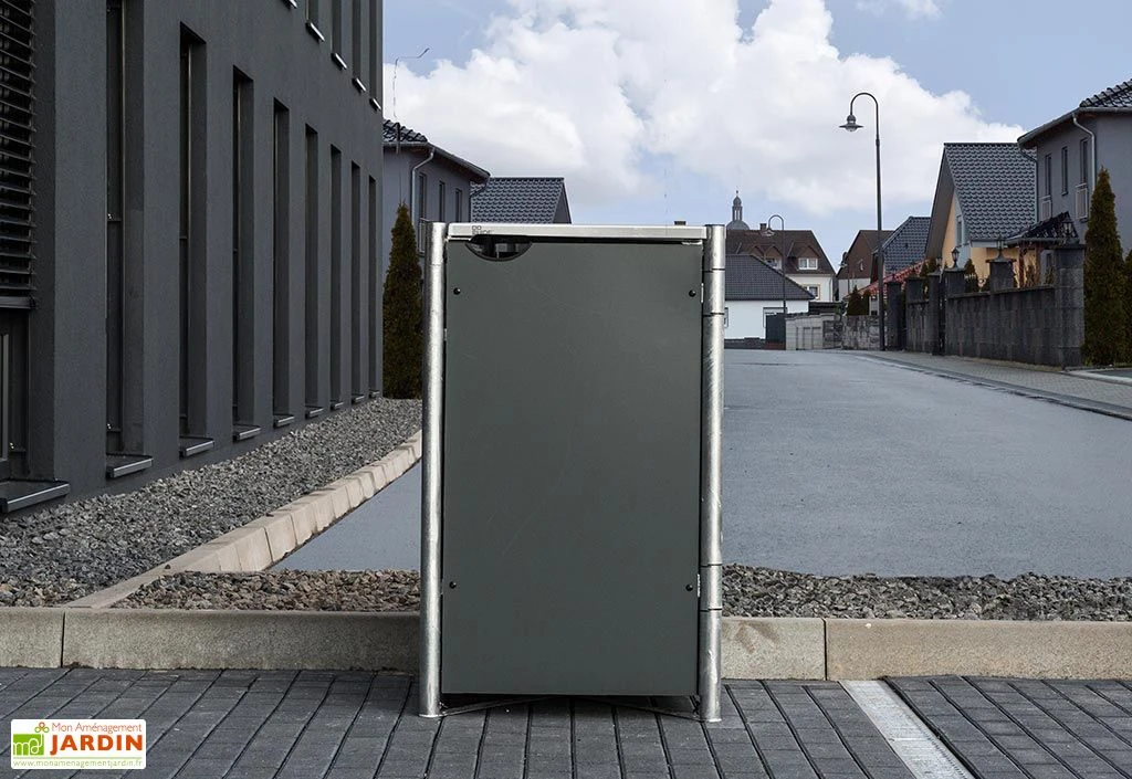 Cache-poubelle Simple En Acier Et Composite Aluminium 69 X 80 X 115 Cm 4 Cache-poubelle Simple En Acier Et Composite Aluminium 69 X 80 X 115 Cm – Image 2