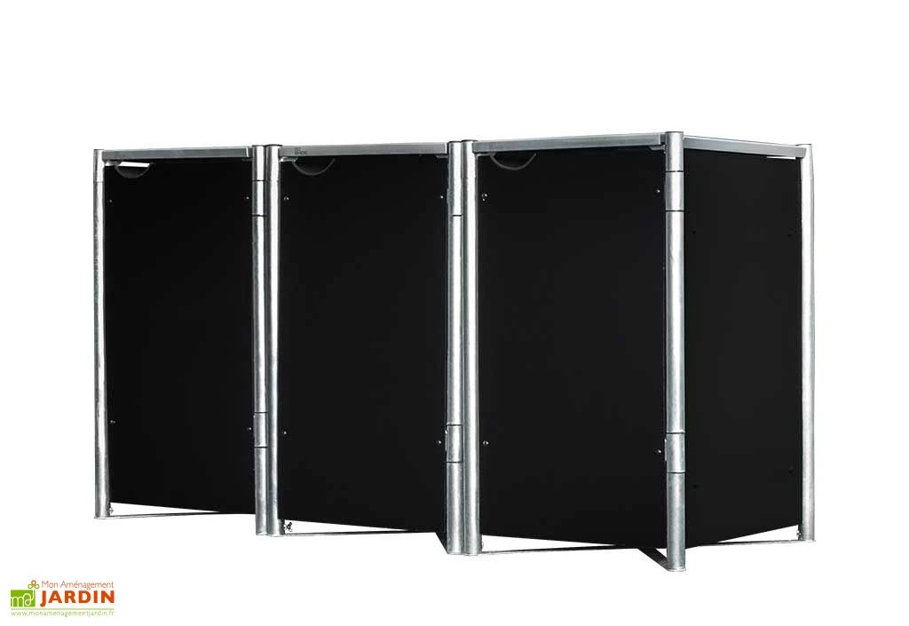 Cache-poubelle Triple En Acier Et Composite Aluminium 181 X 63 X 115 Cm 3 Cache-poubelle Triple En Acier Et Composite Aluminium 181 X 63 X 115 Cm