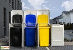 Cache-poubelle Triple En Acier Et Composite Aluminium 181 X 63 X 115 Cm 9 Cache-poubelle Triple En Acier Et Composite Aluminium 181 X 63 X 115 Cm -Garantia Soldes cache poubelle triple acier aluminium ouvert