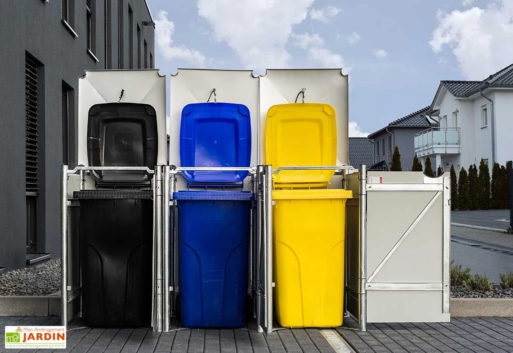 Cache-poubelle Triple En Acier Et Composite Aluminium 181 X 63 X 115 Cm 6 Cache-poubelle Triple En Acier Et Composite Aluminium 181 X 63 X 115 Cm – Image 4