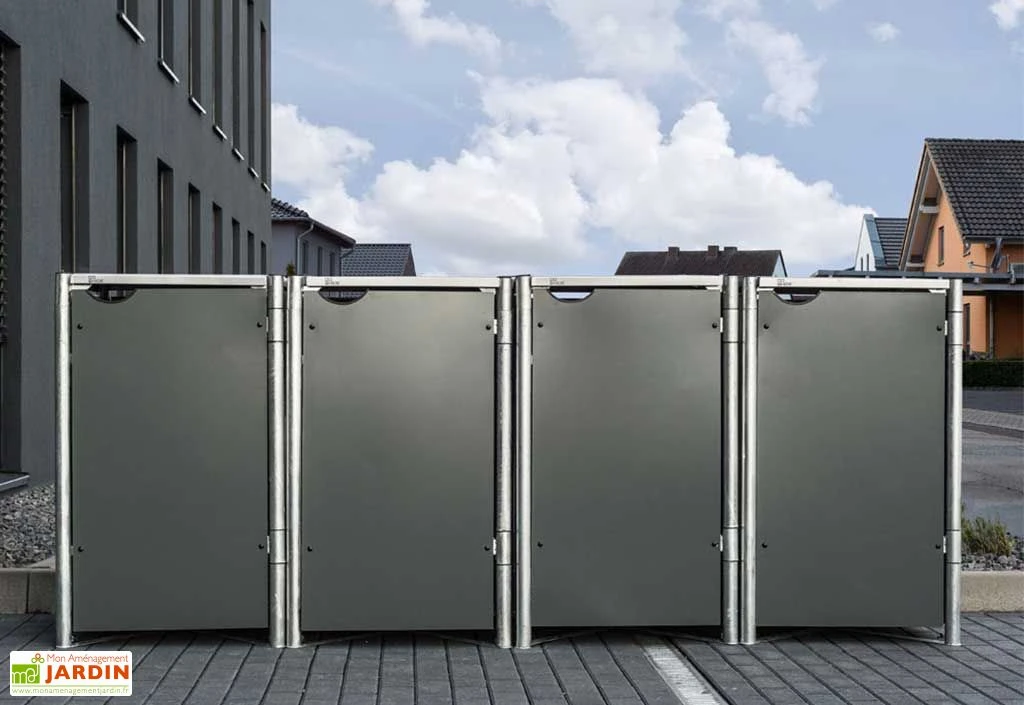 Cache-poubelles En Acier Et Composite Aluminium 241 X 63 X 115 Cm 4 Cache-poubelles En Acier Et Composite Aluminium 241 X 63 X 115 Cm – Image 2