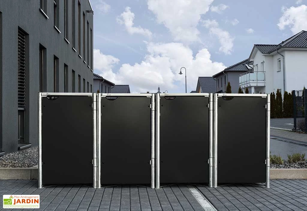 Cache-poubelles En Acier Et Composite Aluminium 241 X 63 X 115 Cm 3 Cache-poubelles En Acier Et Composite Aluminium 241 X 63 X 115 Cm