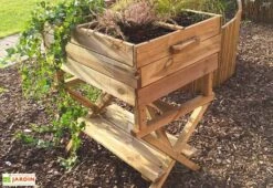 Solid Carré Potager En Bois Autoclave Sur Pieds Réglable 80 X 60 Cm -Garantia Soldes carre potager bois autoclave pieds reglables 80x60cm 2