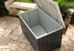 Coffre De Jardin En Métal Gris Anthracite Duramax - 174 X 73 X 73 Cm -Garantia Soldes coffre de rangement metal 130 2 1