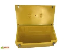Coffre De Jardin Avec Poignées + Grenouillères + Cadenas – 100 L -Garantia Soldes coffre jardin 100l cadenas jaune 1