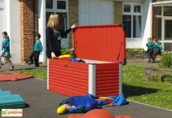 Coffre De Rangement Design En Métal PatioBox 187x78,5x72cm (4 Coloris) -Garantia Soldes coffre rangement jardin metal acier galvanise trimetals patiobox l 2