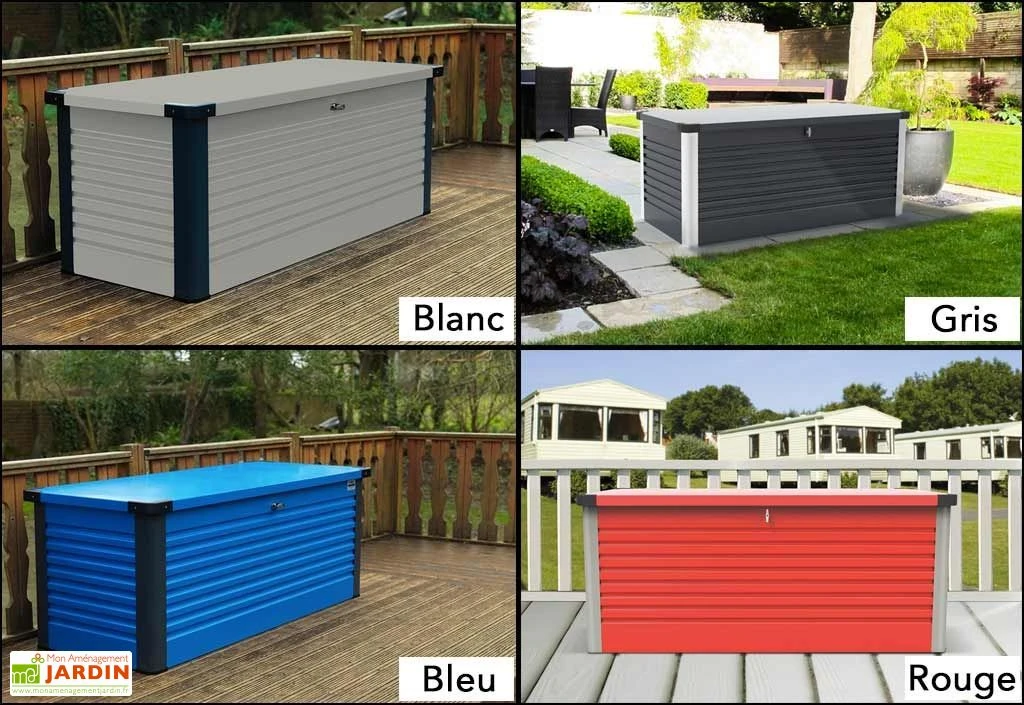 Coffre De Rangement Design En Métal PatioBox 135x78,5x72cm (4 Coloris) 7 Coffre De Rangement Design En Métal PatioBox 135x78,5x72cm (4 Coloris) – Image 5