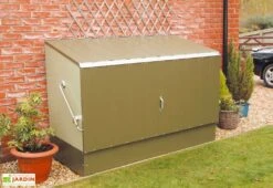 Coffre De Rangement Métal Vélos Vert (196x89x133) -Garantia Soldes coffre rangement velos vert