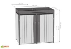 Cache Poubelle Extérieur Double Acier Imitation Bois – 2x 240 Litres -Garantia Soldes dimensions cache poubelle westmann wmhhwtc 62
