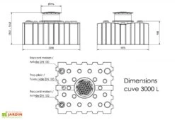 Cuve De Récupération D’eau De Pluie Enterrée – 3000 L Plate -Garantia Soldes dimensions cuve 3000l greenlife