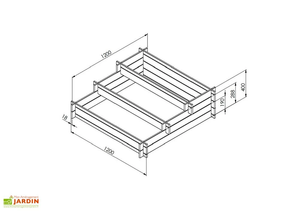 Carré Potager 3 étages En Bois Autoclave Brun – 120 X 120 X 40 Cm 8 Carré Potager 3 étages En Bois Autoclave Brun – 120 X 120 X 40 Cm – Image 6