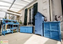 Ensemble De Meubles De Jardin En Bois Lasuré Bleu (4 Pièces)