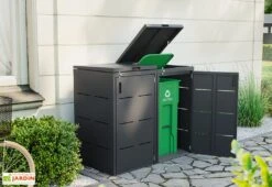 Cache Poubelle En Acier Galvanisé Anthracite - 73 X 85 X 132 Cm