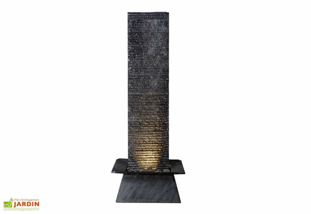 Fontaine De Jardin En Pierre De Schiste Double Face (68x68x180) 4 Fontaine De Jardin En Pierre De Schiste Double Face (68x68x180) – Image 2