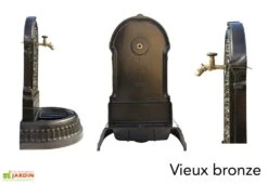 Fontaine De Jardin Murale En Fonte Floraison + Robinet Colvert -Garantia Soldes fontaine jardin fonte dommartin floraison vieux bronze