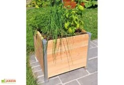 Bac à Fleurs En Bois Douglas Non Traité Et Aluminium - Design 7 Bac à Fleurs En Bois Douglas Non Traité Et Aluminium - Design -Garantia Soldes jardiniere en bois aluminium