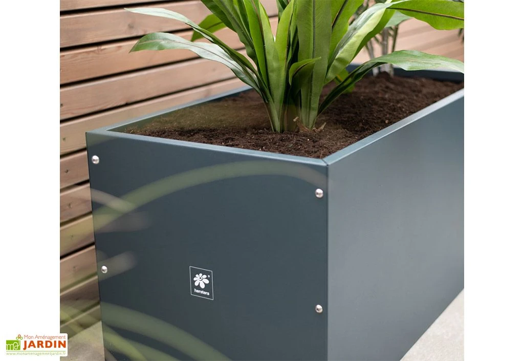 Jardinière Rectangulaire En Métal Thermolaqué Gris Anthracite 4 Jardinière Rectangulaire En Métal Thermolaqué Gris Anthracite – Image 2