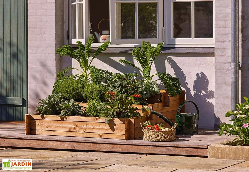 Carré Potager 3 étages En Bois Autoclave Brun – 120 X 120 X 40 Cm 3 Carré Potager 3 étages En Bois Autoclave Brun – 120 X 120 X 40 Cm