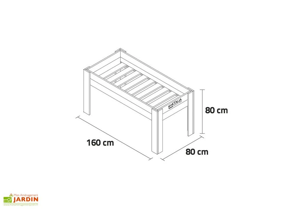 Potager Surélevé En Bois Traité Gardenbrico XL80 : 160 Cm 6 Potager Surélevé En Bois Traité Gardenbrico XL80 : 160 Cm – Image 4