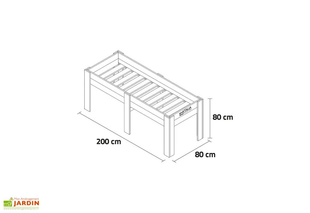 Potager Surélevé En Bois Traité Gardenbrico XXL80 : 200 Cm 4 Potager Surélevé En Bois Traité Gardenbrico XXL80 : 200 Cm – Image 2