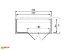 Coffre De Rangement Bois Pour Vélos 84x205 -Garantia Soldes schema dimensions armoire jardin weka