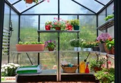 Serre De Jardin En Aluminium Et Polycarbonate Glory 14,7 M² - Grise -Garantia Soldes serre jardin aluminium polycarbonate glory palram 1 2