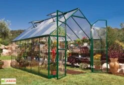Serre De Jardin En Aluminium Et Polycarbonate Balance – Vert -Garantia Soldes serre jardin aluminium vert polycarbonate balance 8x12 1