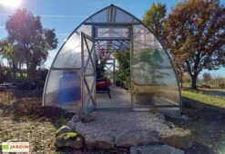 Serre De Jardin En Polycarbonate Et Acier Galvanisé -Garantia Soldes vue avant serre jardin