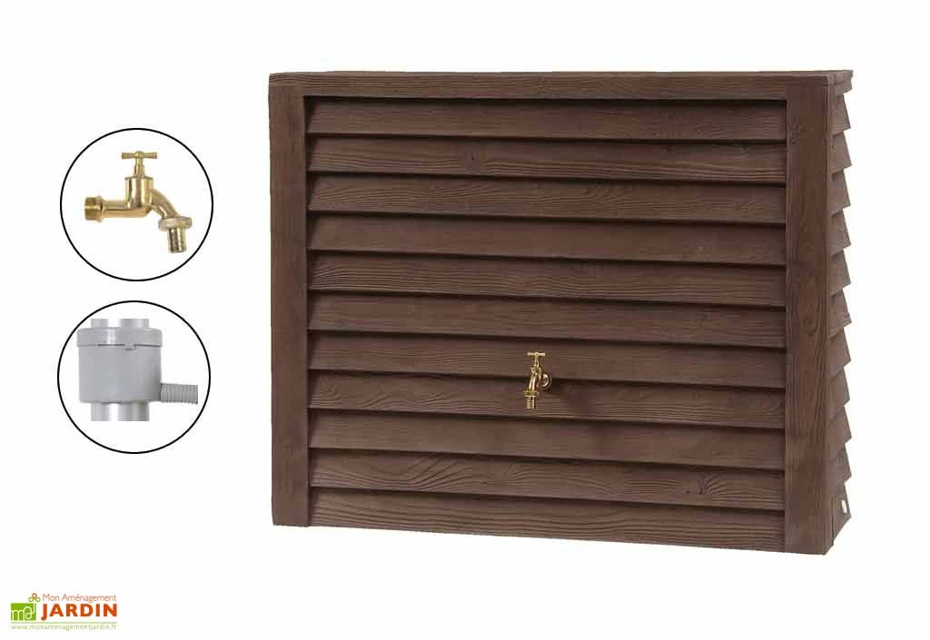 Garantia Cuve Récupération D'Eau Pluie Woody 350 L Bois Foncé 4 Garantia Cuve Récupération D'Eau Pluie Woody 350 L Bois Foncé – Image 2